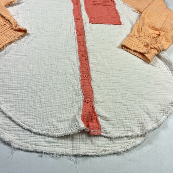 Aerie Womens Pool To Party Button Down Cover Up Shirt Crinkle Gauze Top S FLAW - Picture 3 of 11